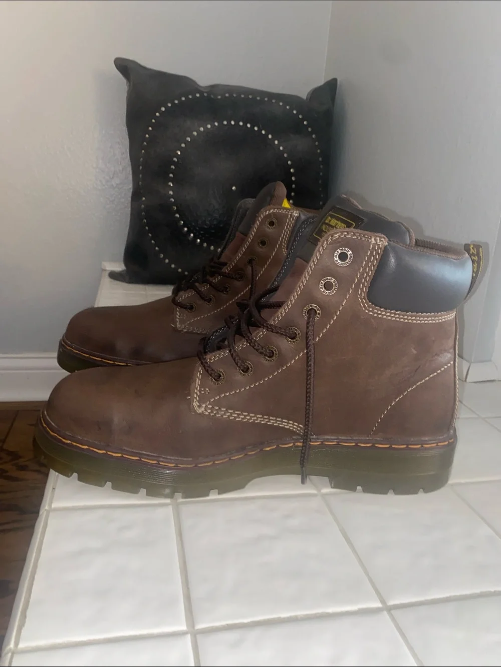 Dr. Martens Brown Men’s Industrial Steel-Toed Leather Lace-Up Boots
